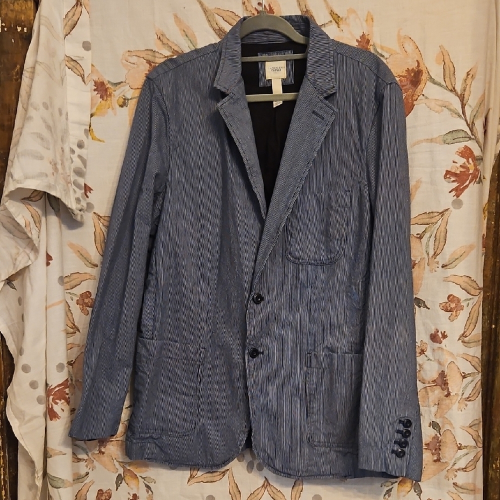 Lands' End Canvas 1962 Navy Striped Sport Coat